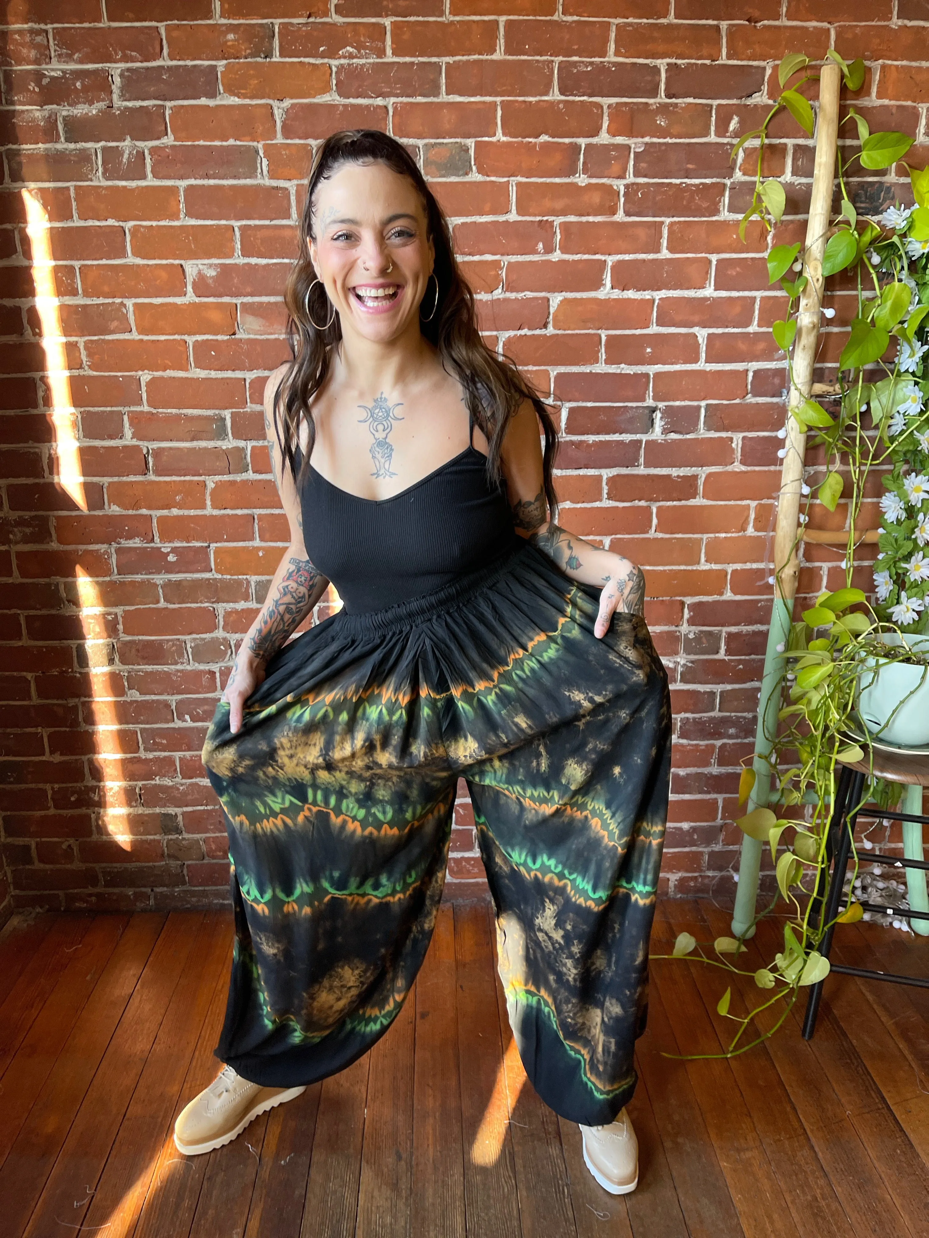 Raven Tie Dye Harem Pants Earth Tones