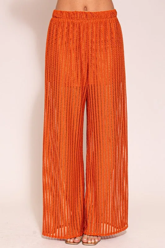 Rust Set-Vacay Poly Lace Pants