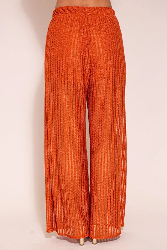 Rust Set-Vacay Poly Lace Pants