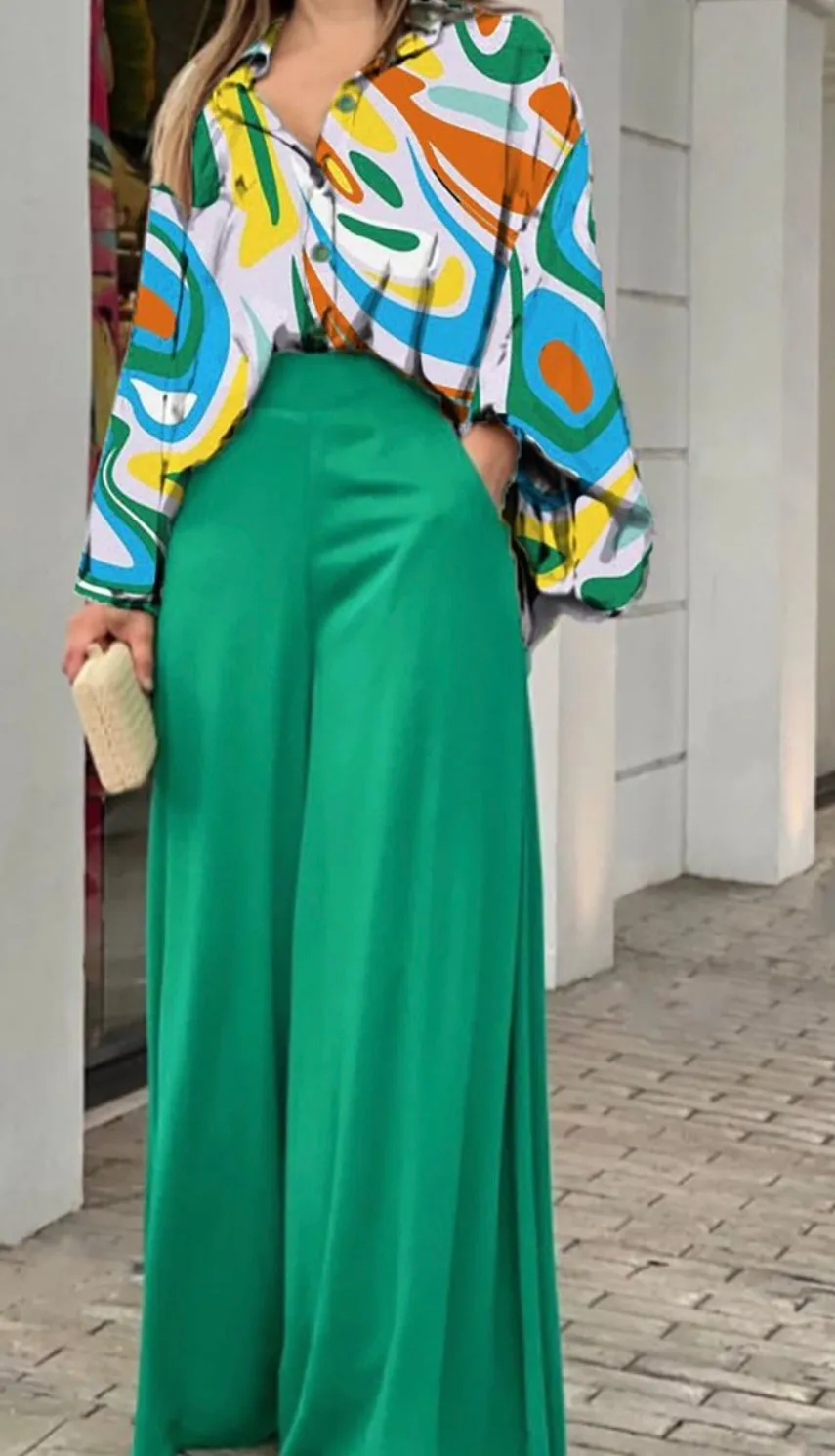 SET - Blouse & Wide Leg Pants