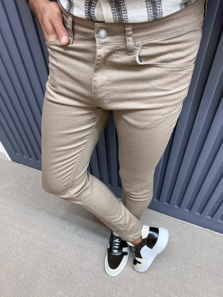 Slim Fit Beige Pants