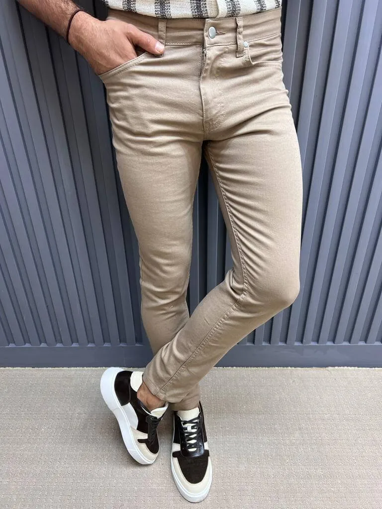 Slim Fit Beige Pants