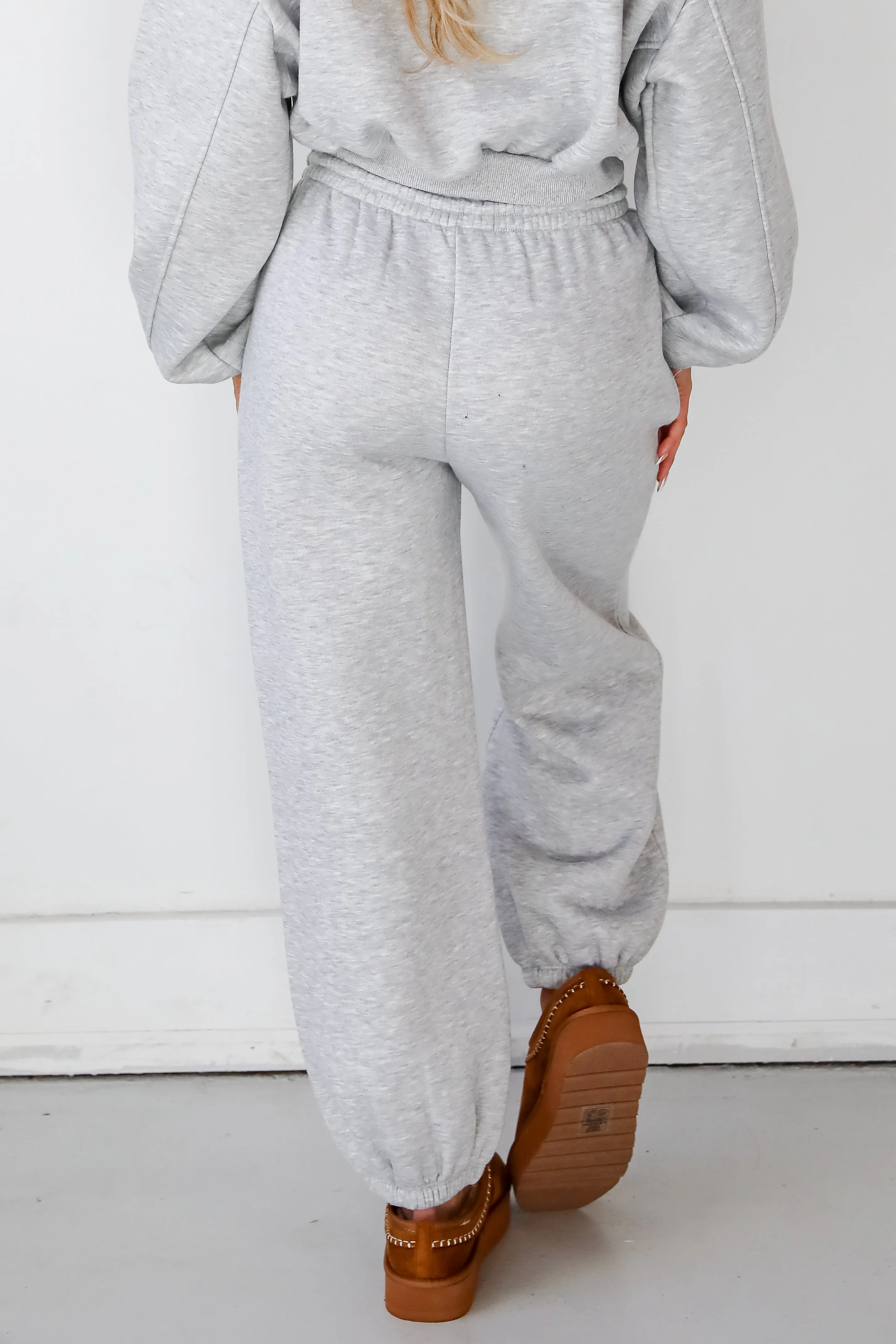 Snuggly Style Heather Grey Fleece Joggers - DOORBUSTER