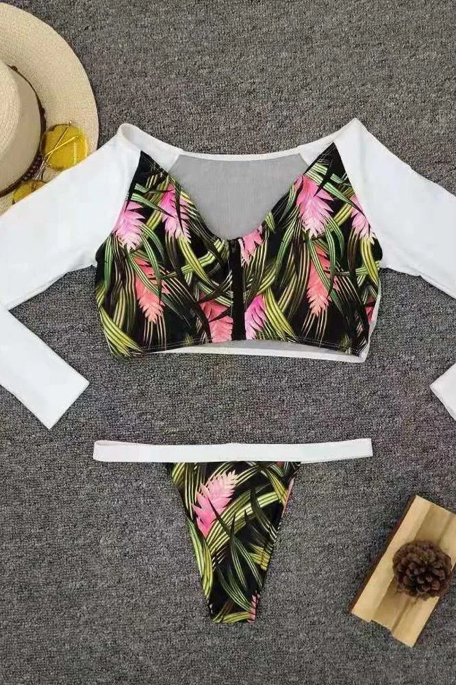 Striped Printed Strap Bikini