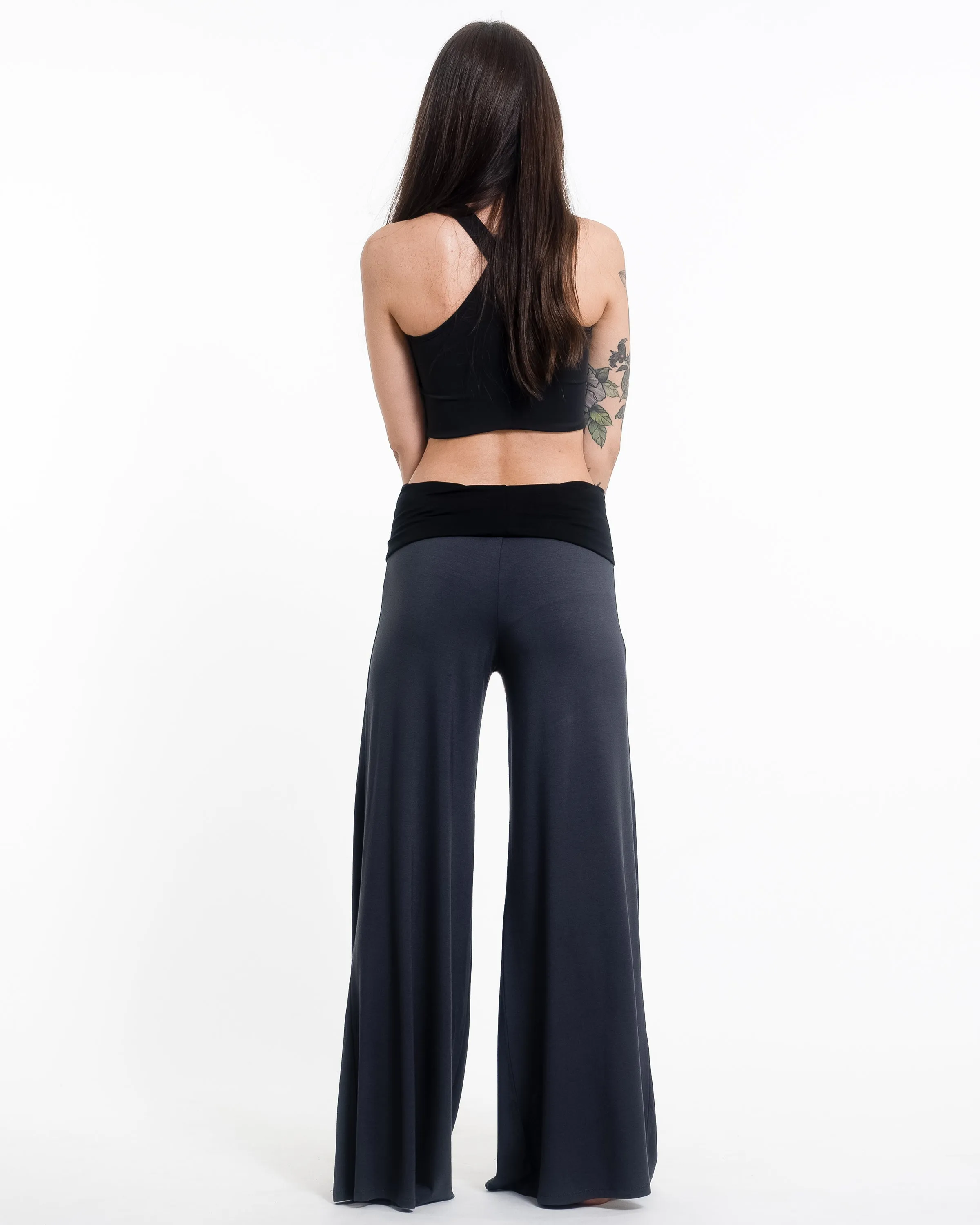 Sun Moon Spandex Wide Leg Palazzo Pants in Gray