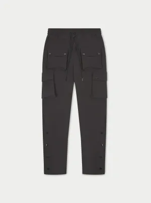 TECHNICAL STRETCH POPPER DETAIL CARGO PANTS - CHARCOAL