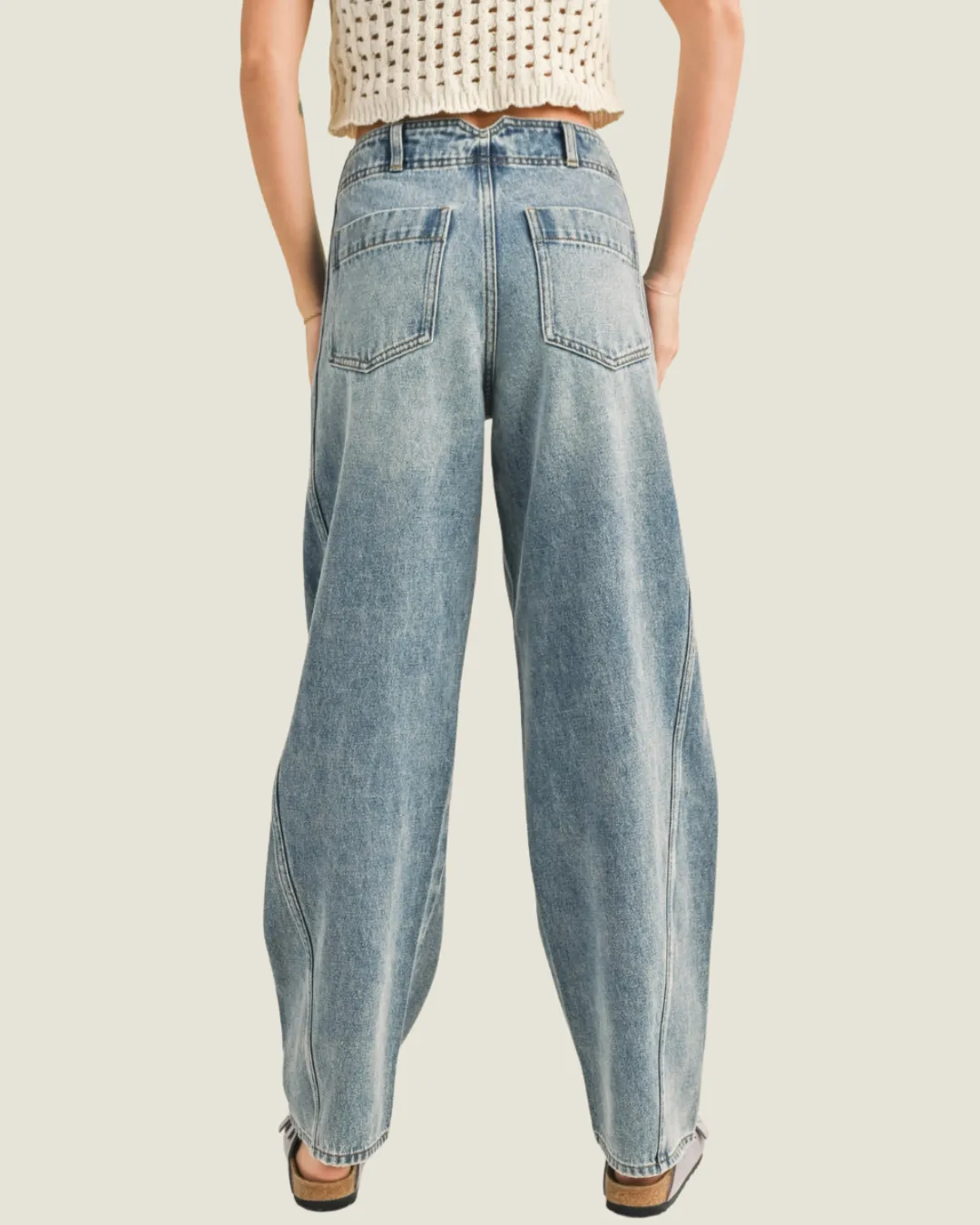 The Carlie: Medium Wash Seam Line Denim Pants