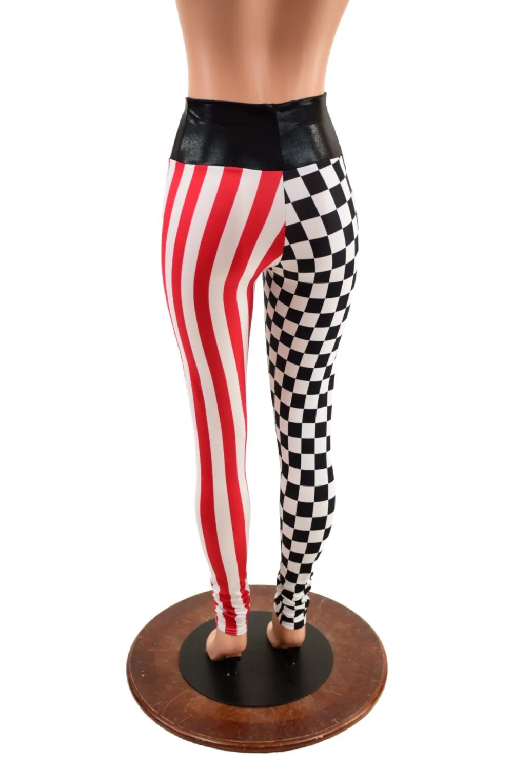 Tri Color Split Circus Print Leggings