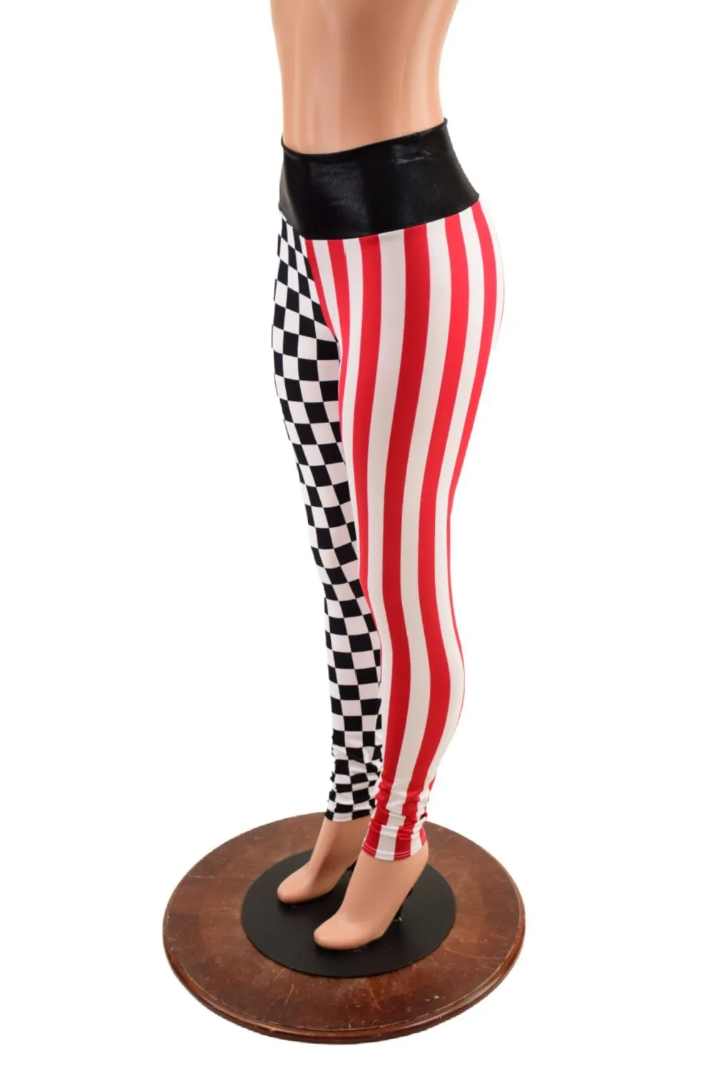 Tri Color Split Circus Print Leggings