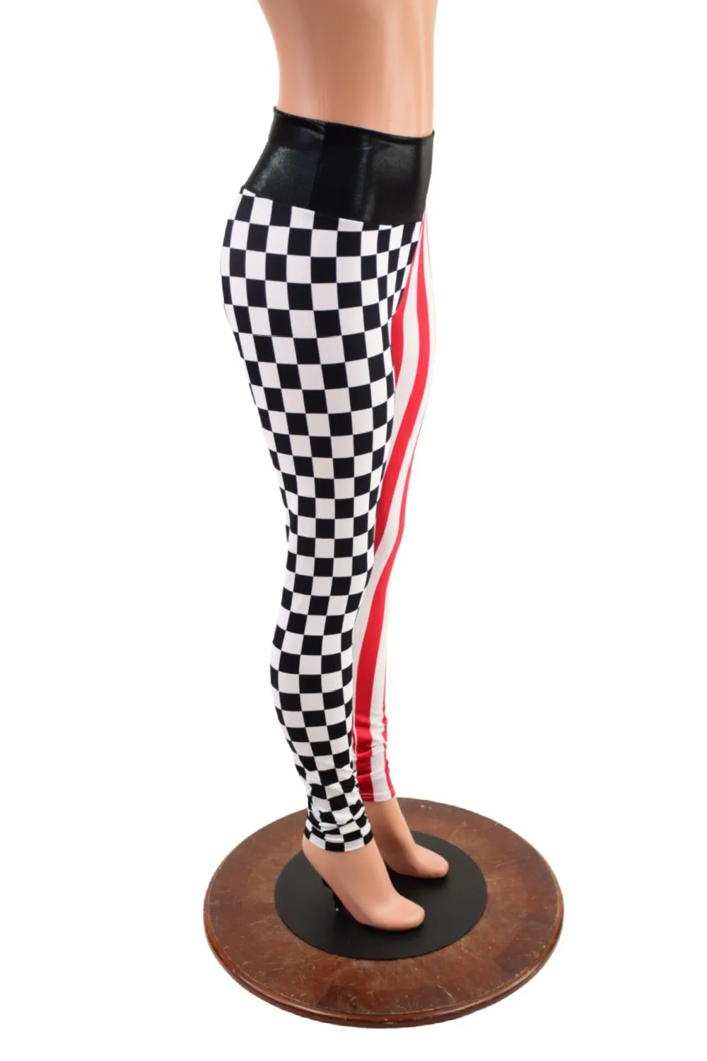 Tri Color Split Circus Print Leggings