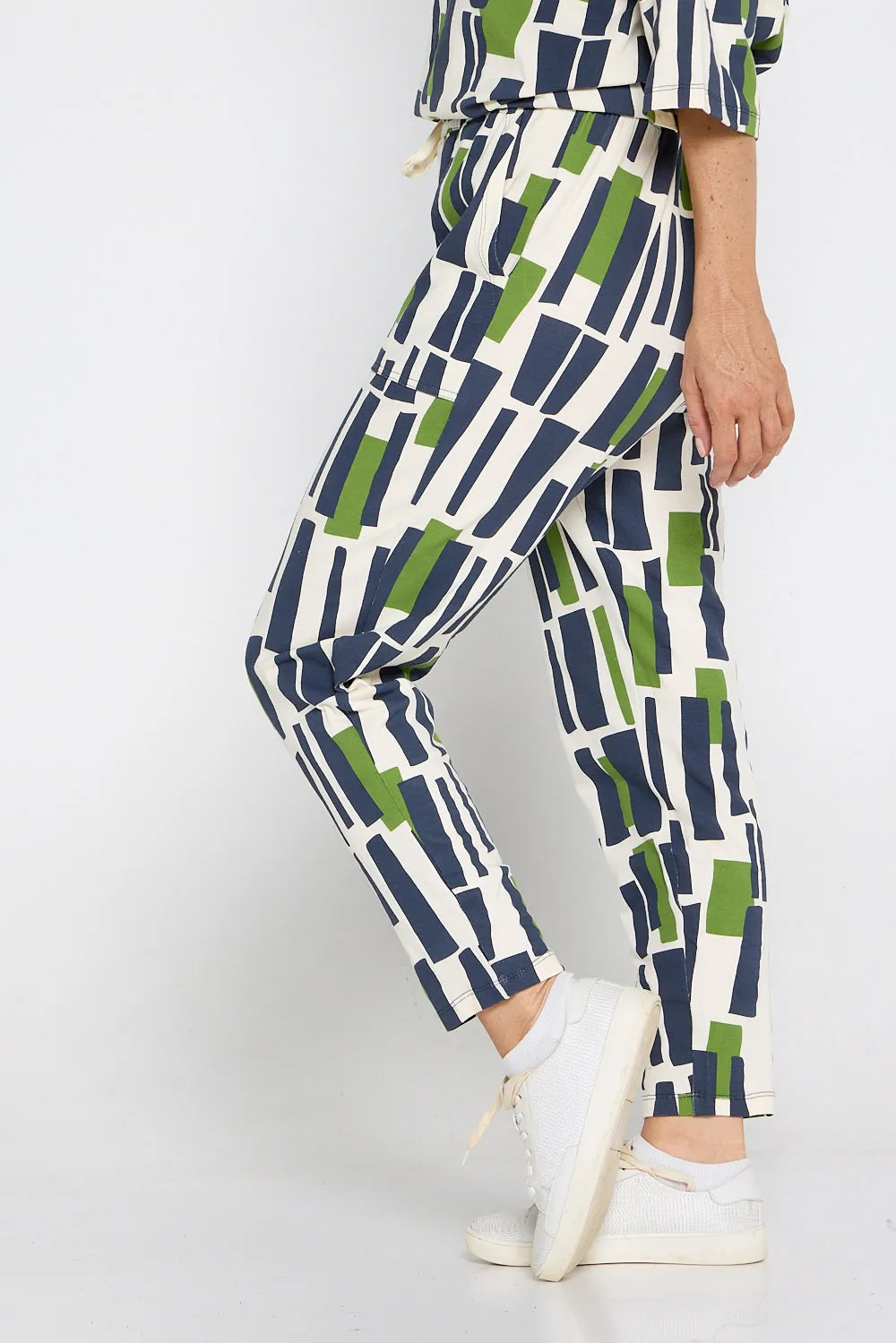 Valley Lounge Pant - Navy/Green Geo Print