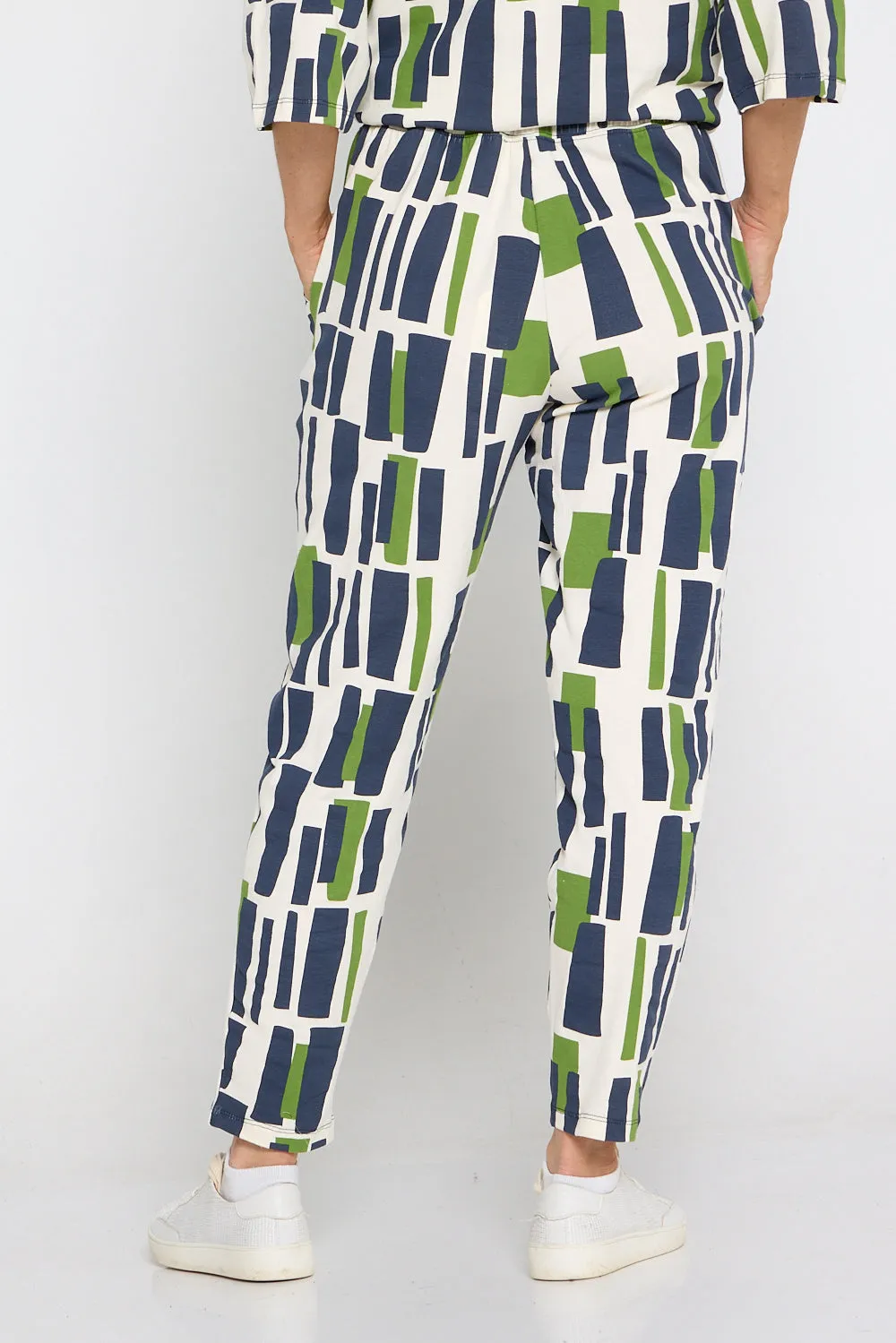 Valley Lounge Pant - Navy/Green Geo Print