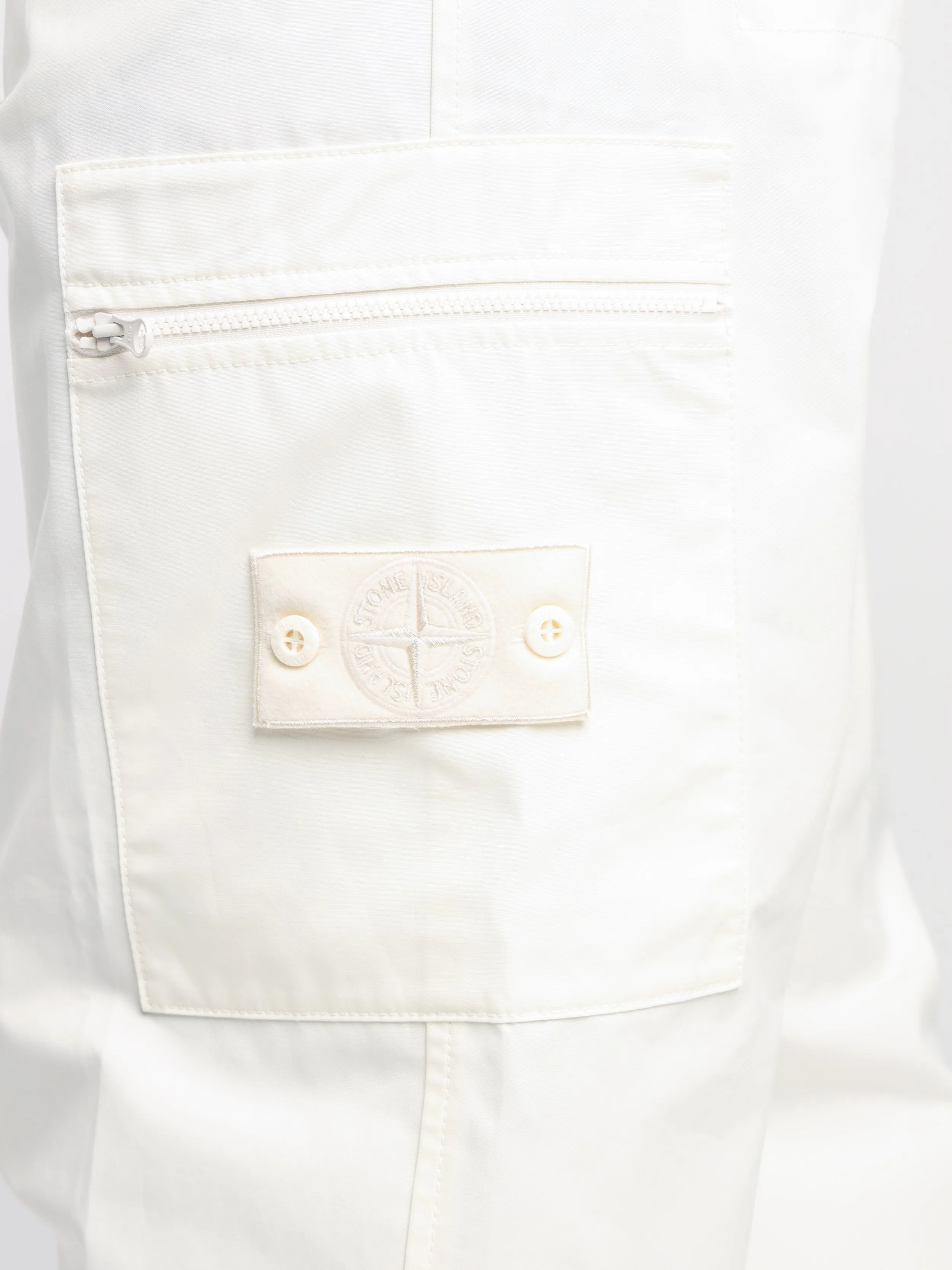 White Weatherproof Cotton Canvas Cargo Pants