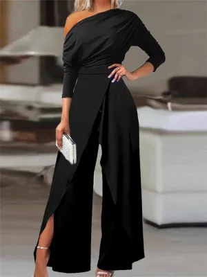 Wide Leg Off Shoulder Jumpsuit