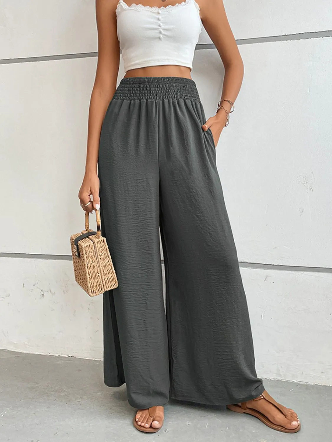 Wide Waistband Relax Fit Long Pants