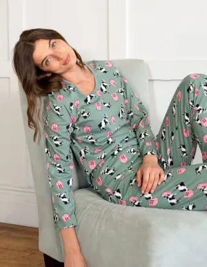 Women's Loose Fit Blue Cow Pajamas