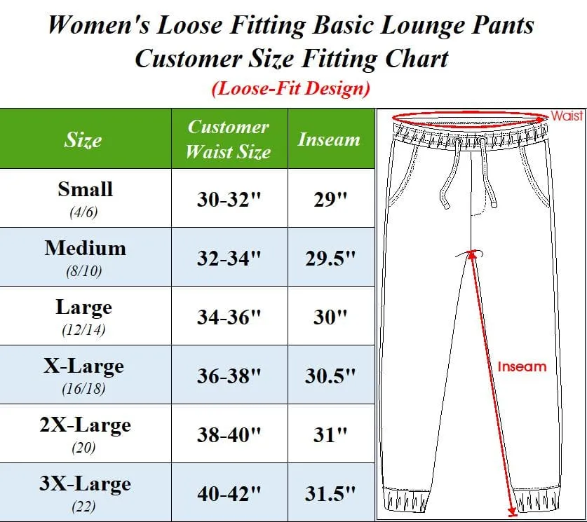 Women's Loose Fit Classic Lounge Pants (Sizes, S-3XL)