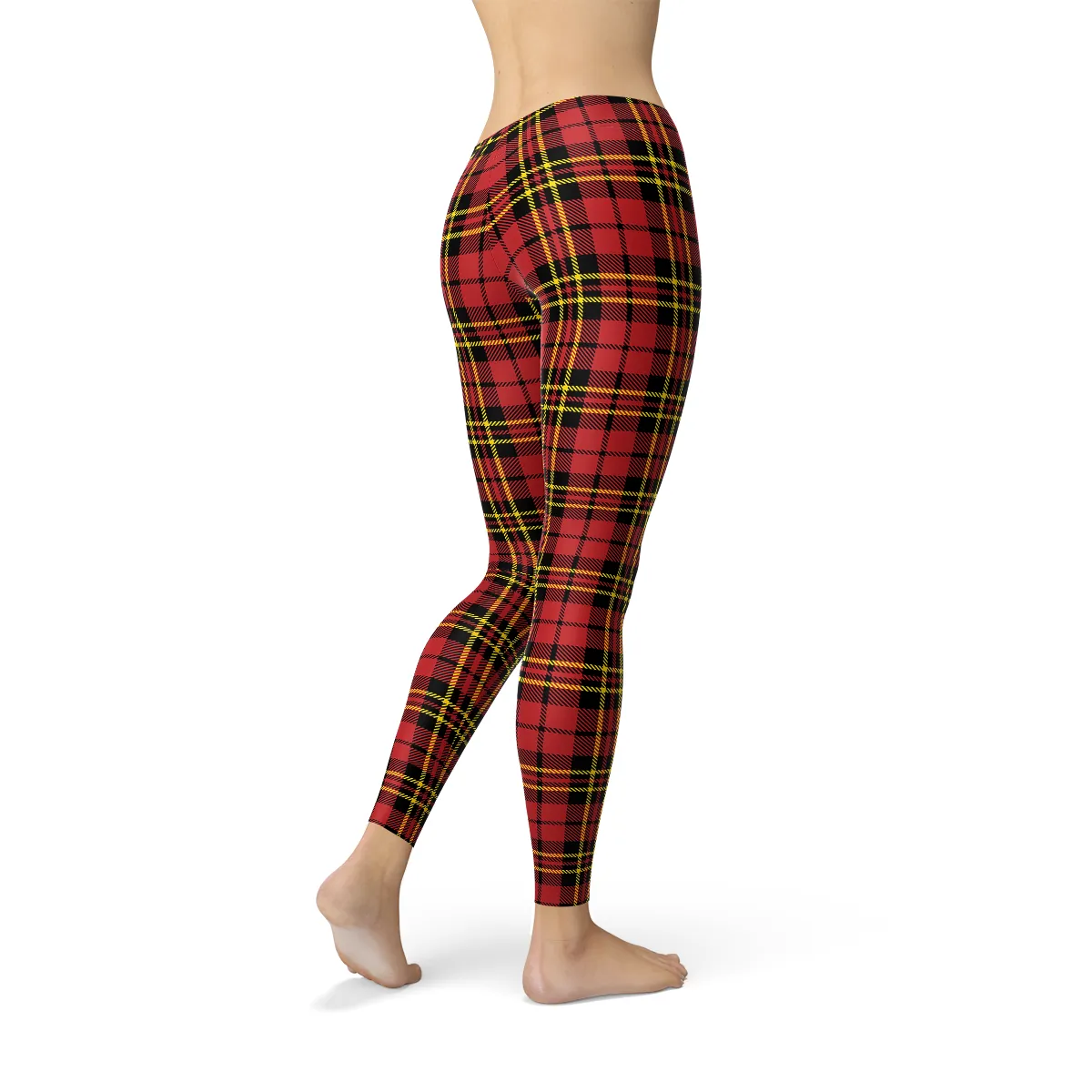 Womens Red Plaid Tartan Leggings