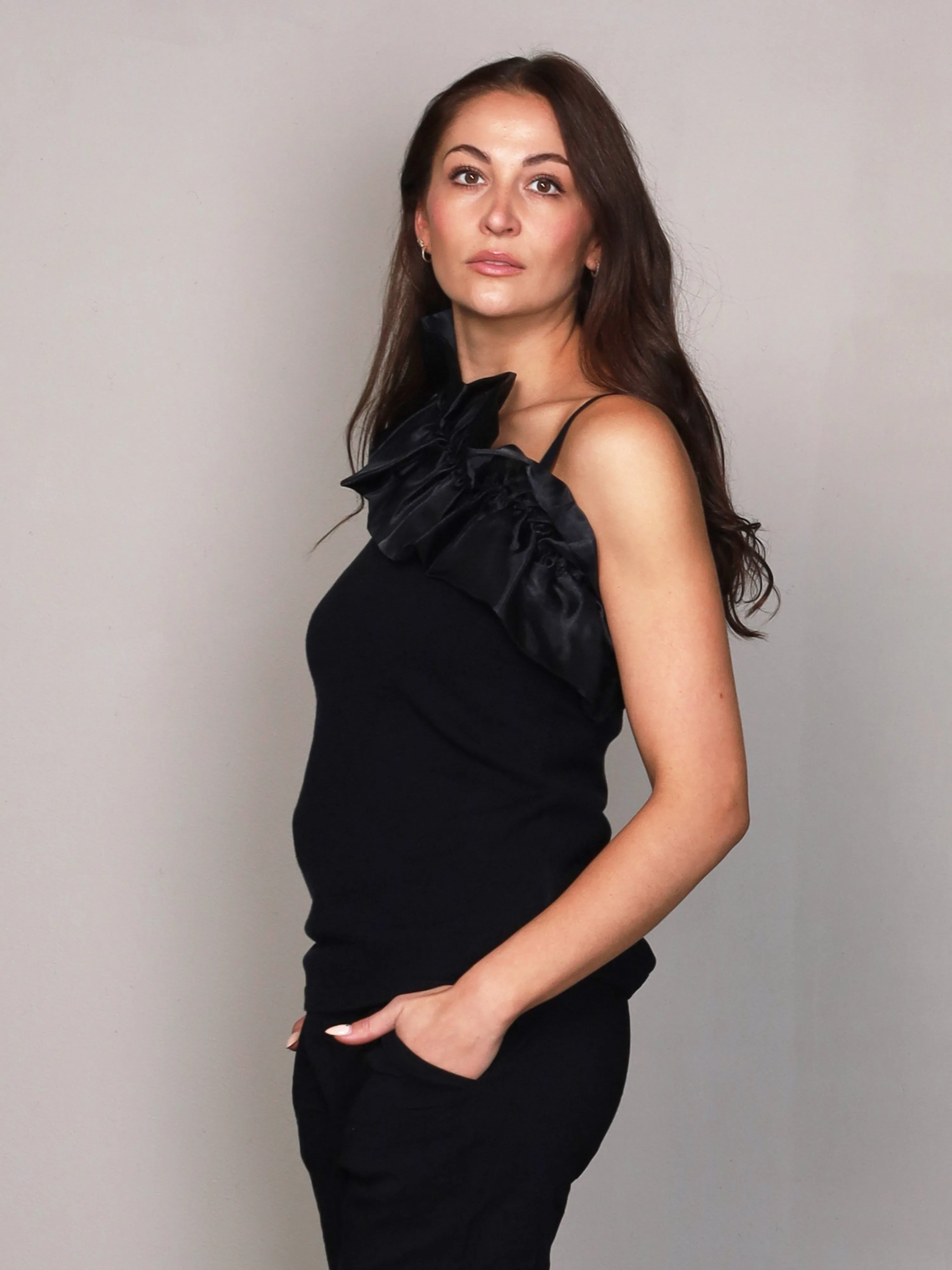 XYRIENNE top - Black mix